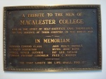 Macalester College WWI memorial plaque: "