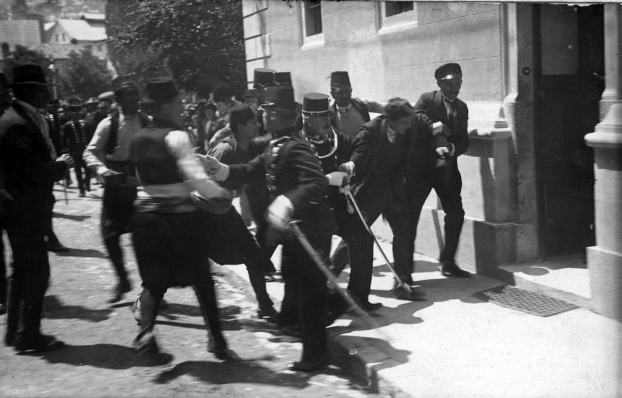 Gavrilo Princip captured, moments after shooting Franz and Sophie Ferdinand