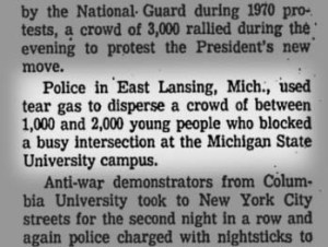 An associated press newspaper clipping describing the Lansing protests 