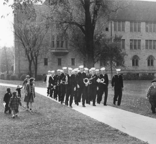 Navy V-12 band at St. Thomas, 1945