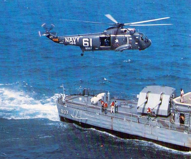 A Sea King hovers, Vietnam mid-1960s