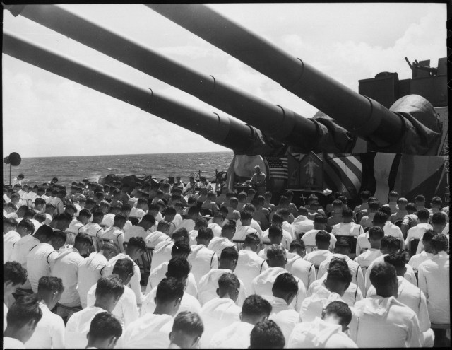 Worship service on the U.S.S. South Dakota, June 1944