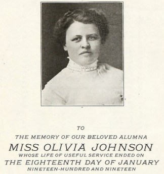 Bethel yearbook dedicated to the memory of Olivia Johnson