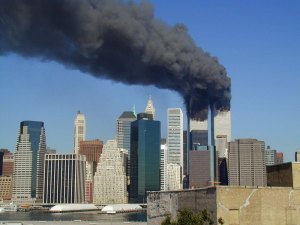 World trade center burns on September 11th