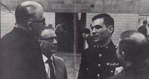 Professors discuss the war with a Marine veteran during Founder's Week - Bethel University Digital Library