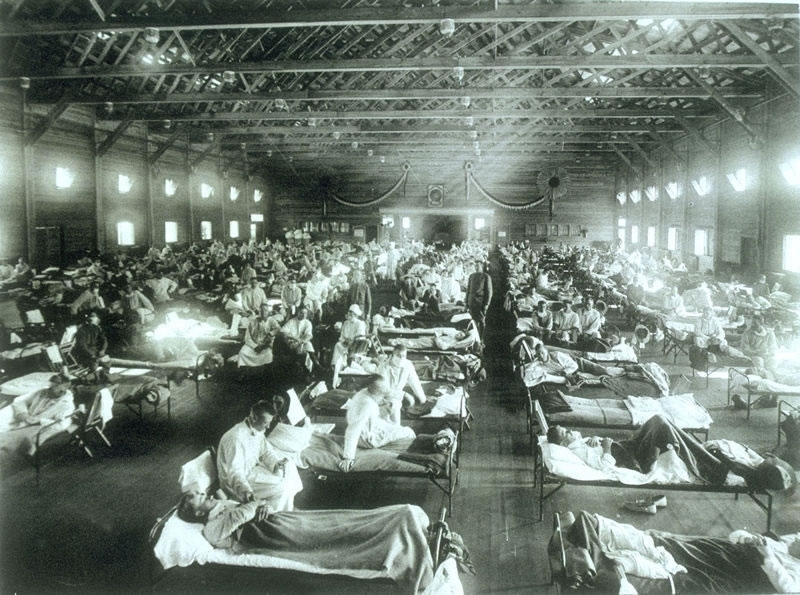 Fort Riley soldiers with influenza in 1918