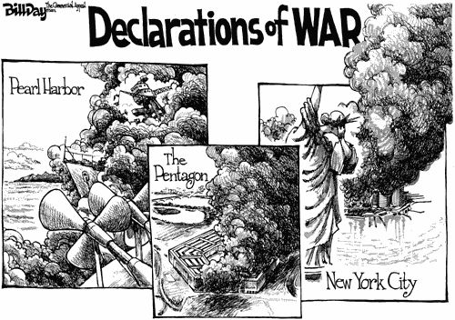 Cartoon illustrating a (fallacious) historical analogy